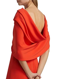 Draped Shoulder Georgette Caftan Gown