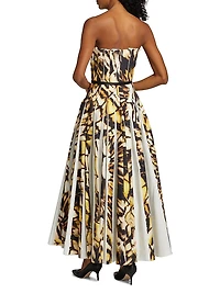 Abstract Butterfly Poplin Strapless Gown