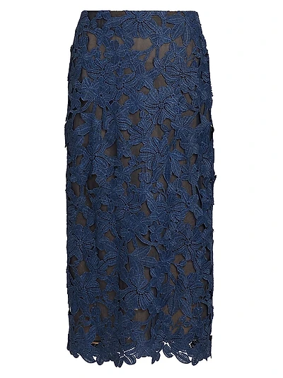 Cherry Blossom Guipure Lace Midi-Skirt