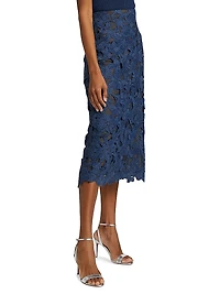 Cherry Blossom Guipure Lace Midi-Skirt