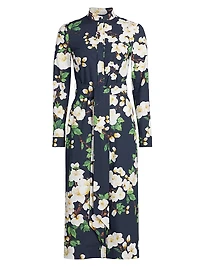 Cherry Blossom Tie-Waist Midi-Dress
