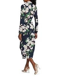 Cherry Blossom Tie-Waist Midi-Dress