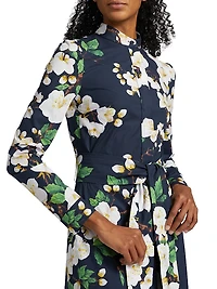 Cherry Blossom Tie-Waist Midi-Dress