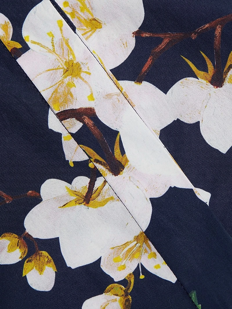 Cherry Blossom Tie-Waist Midi-Dress