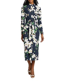 Cherry Blossom Tie-Waist Midi-Dress