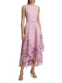Cherry Guipure Lace Midi-Dress