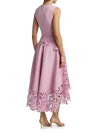 Cherry Guipure Lace Midi-Dress