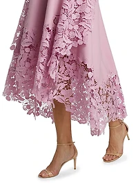 Cherry Guipure Lace Midi-Dress
