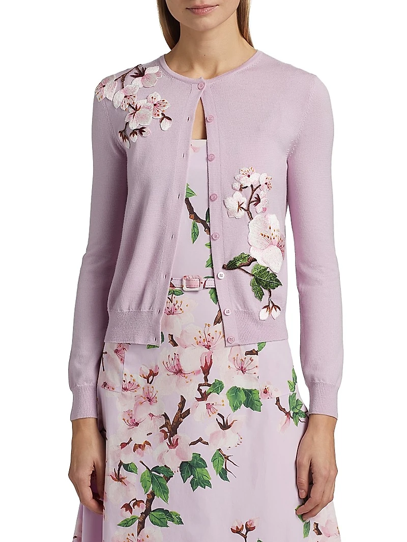 Cherry Blossom Threadwork Cardigan