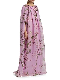 Cherry Blossom Chiffon Caftan Gown