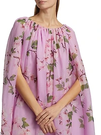 Cherry Blossom Chiffon Caftan Gown