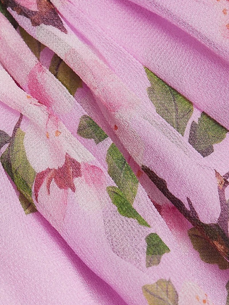 Cherry Blossom Chiffon Caftan Gown