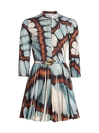 Abstract Butterfly Cotton Poplin Minidress