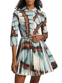 Abstract Butterfly Cotton Poplin Minidress
