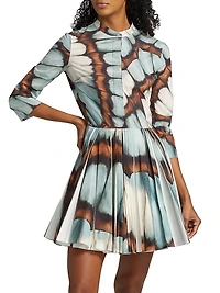 Abstract Butterfly Cotton Poplin Minidress