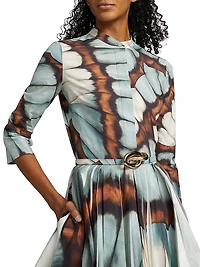 Abstract Butterfly Cotton Poplin Minidress