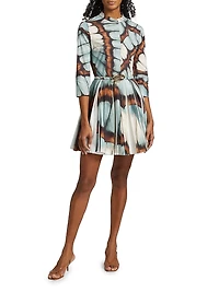 Abstract Butterfly Cotton Poplin Minidress