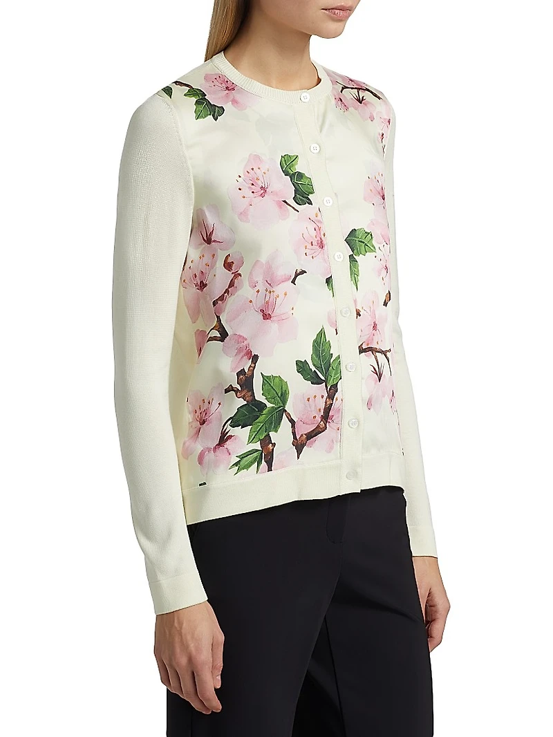 Cherry Blossom Silk-Blend Cardigan
