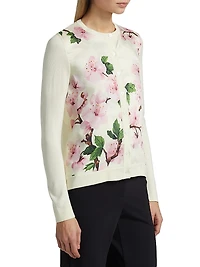 Cherry Blossom Silk-Blend Cardigan