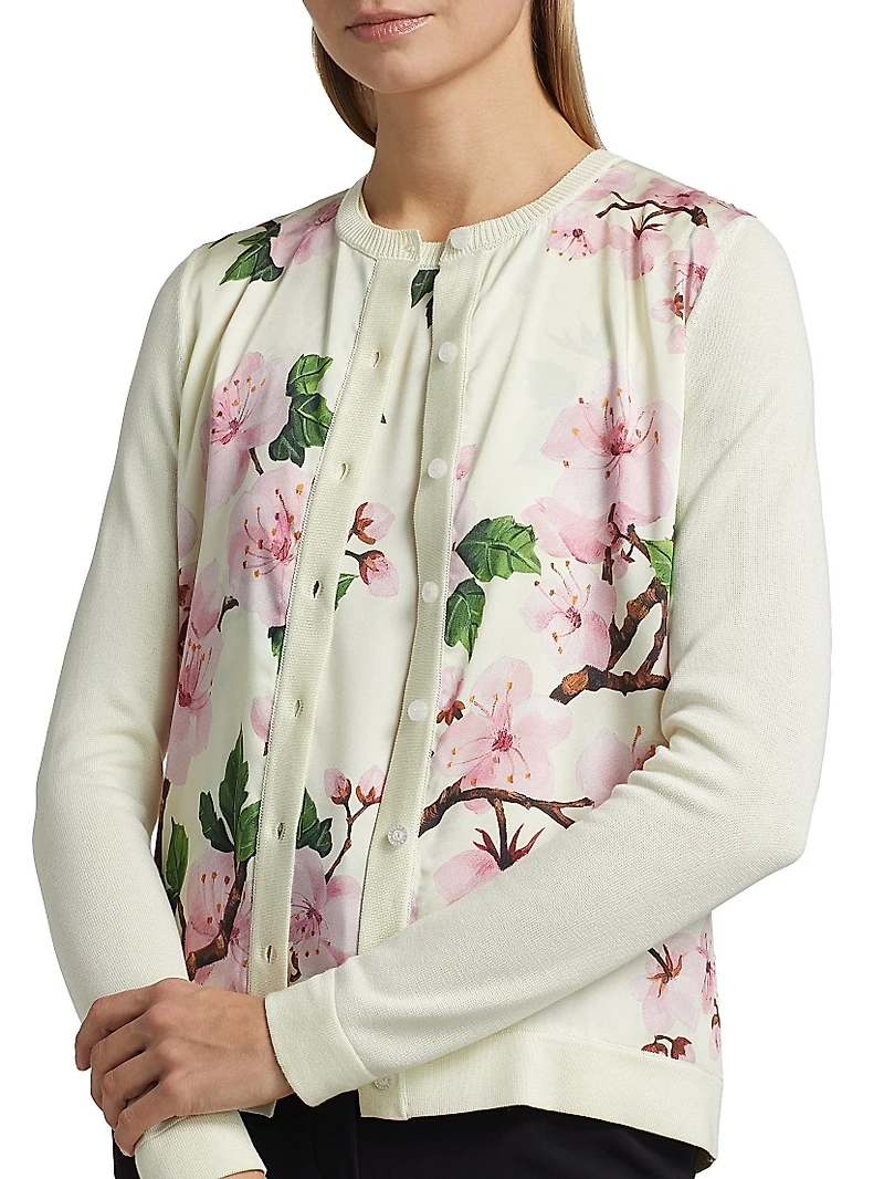 Cherry Blossom Silk-Blend Cardigan