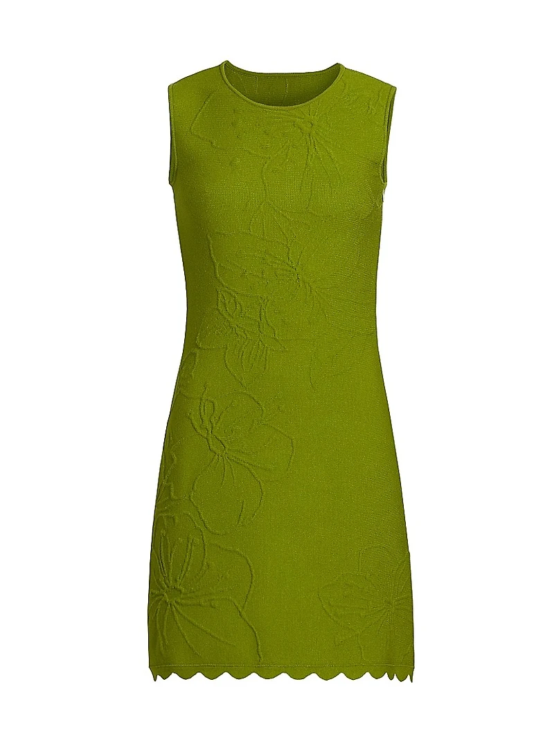 Embossed Cherry Blossom Knit Minidress