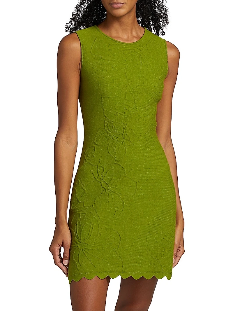 Embossed Cherry Blossom Knit Minidress