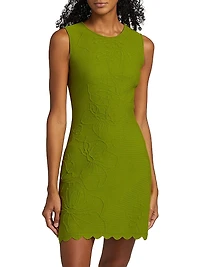 Embossed Cherry Blossom Knit Minidress