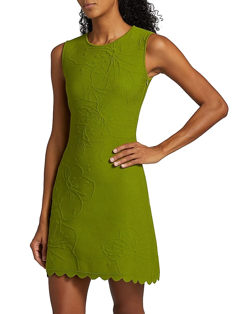 Embossed Cherry Blossom Knit Minidress