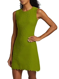 Embossed Cherry Blossom Knit Minidress