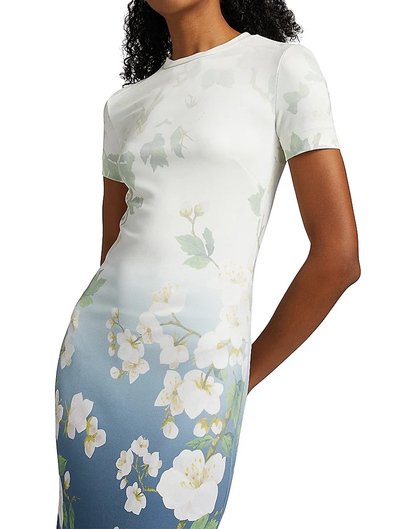 Ombré Cherry Blossom Jersey Dress