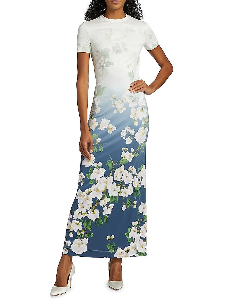 Ombré Cherry Blossom Jersey Dress