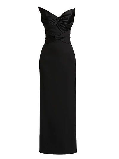 Bow Sleeveless Wool Column Gown