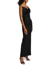 Bow Sleeveless Wool Column Gown