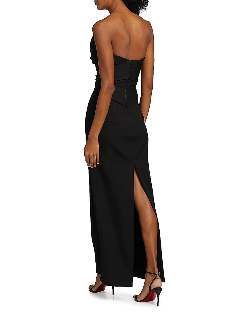 Bow Sleeveless Wool Column Gown