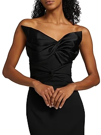 Bow Sleeveless Wool Column Gown