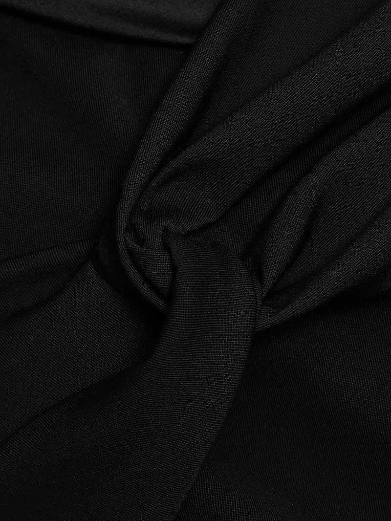 Bow Sleeveless Wool Column Gown