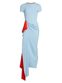 Two-Tone Jersey Asymmetrical Dress