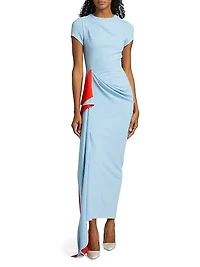 Two-Tone Jersey Asymmetrical Dress