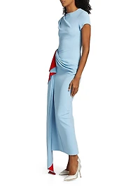Two-Tone Jersey Asymmetrical Dress