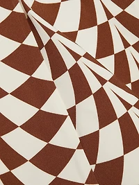 Geo Double-Face Wool Flounce Midi-Skirt