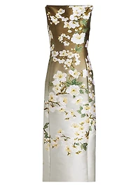 Ombré Cherry Blossom Jacquard Midi-Dress