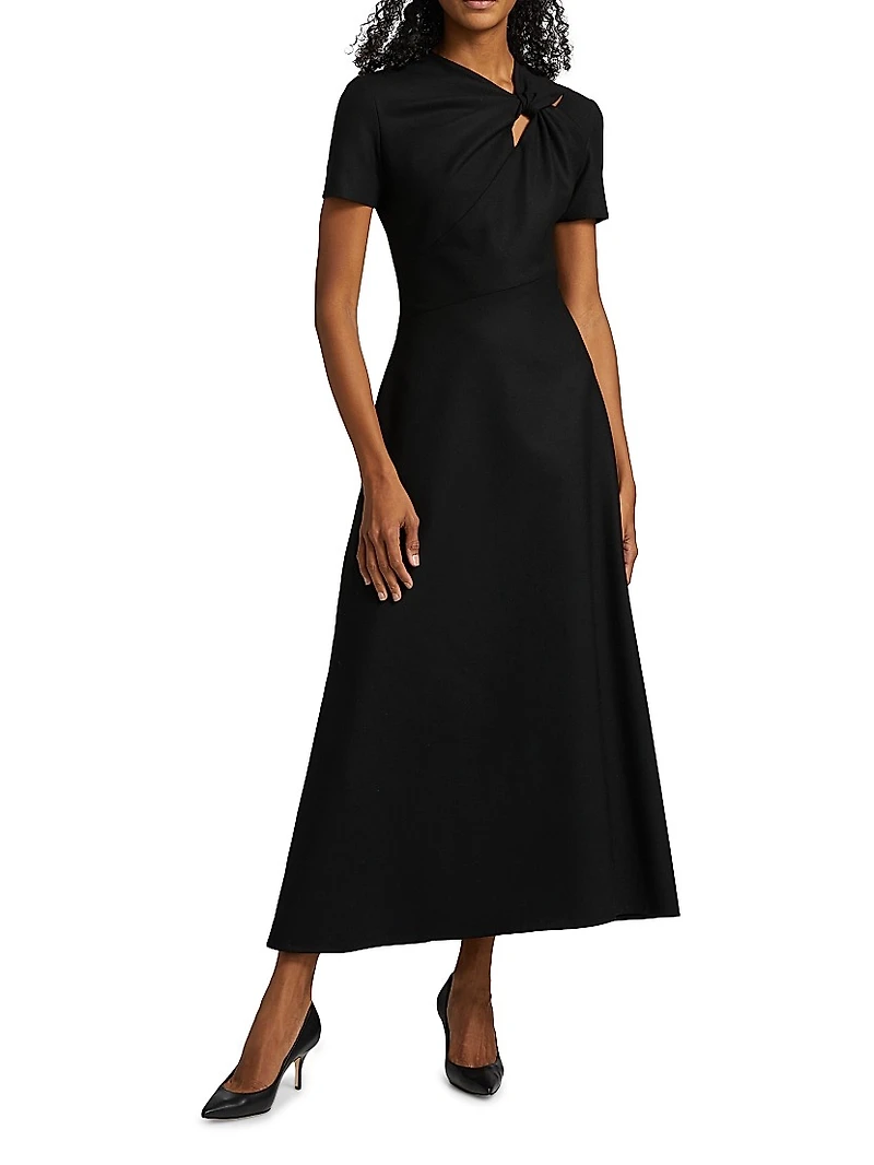 Twist-Detailed Wool Dress