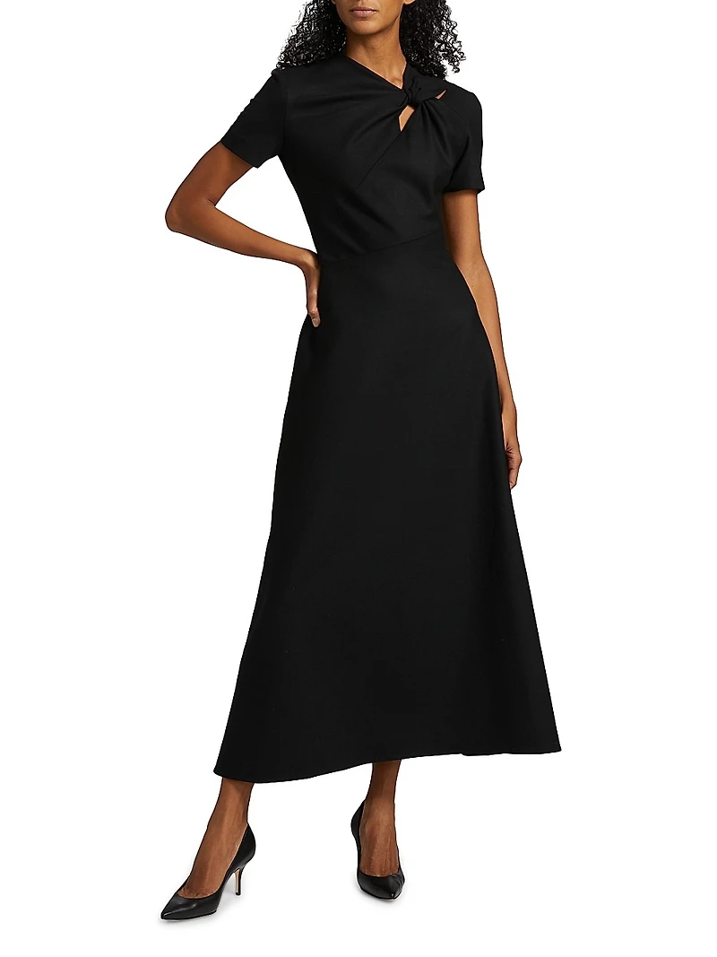 Twist-Detailed Wool Dress