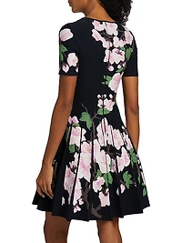 Cherry Blossom Pleated Jacquard Dress