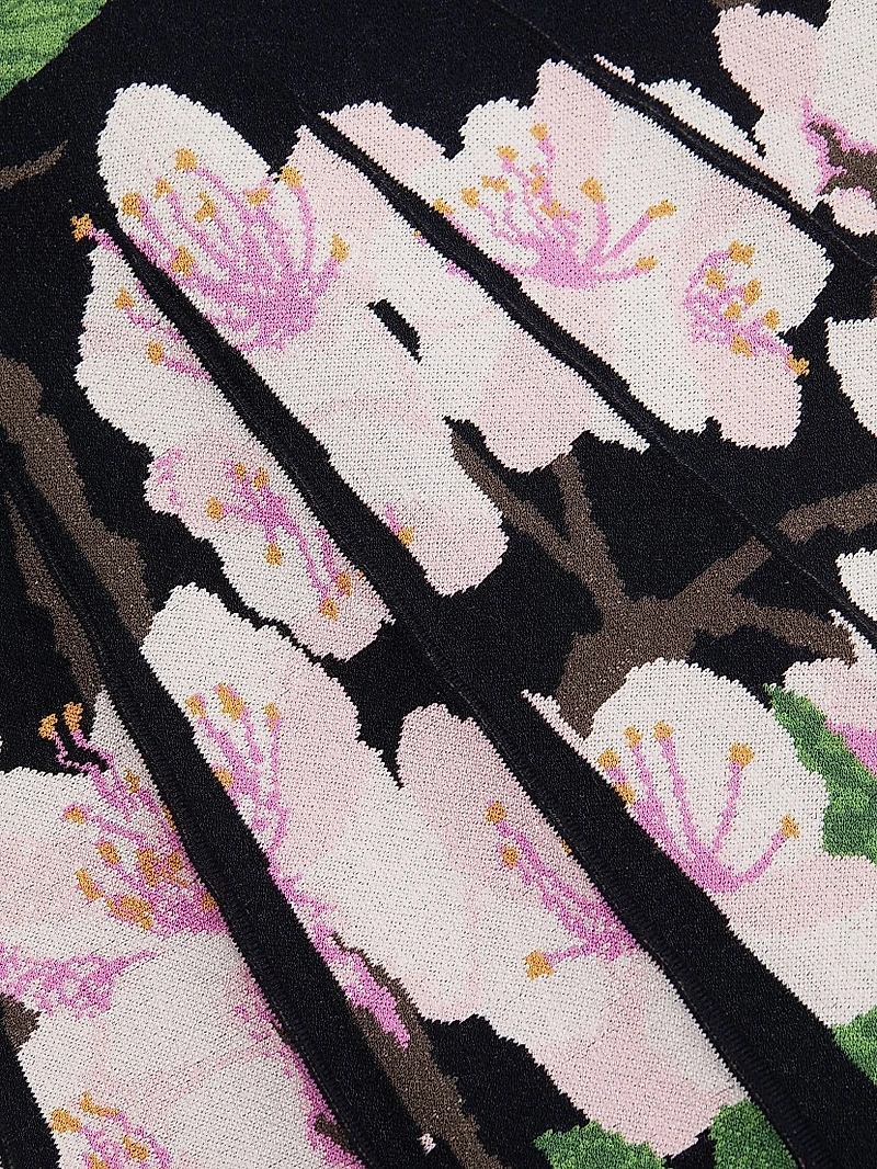 Cherry Blossom Pleated Jacquard Dress