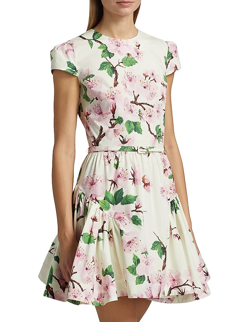 Cherry Blossom Cotton Poplin Minidress