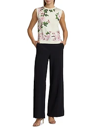 Cherry Blossom Silk-Blend Sleeveless Top