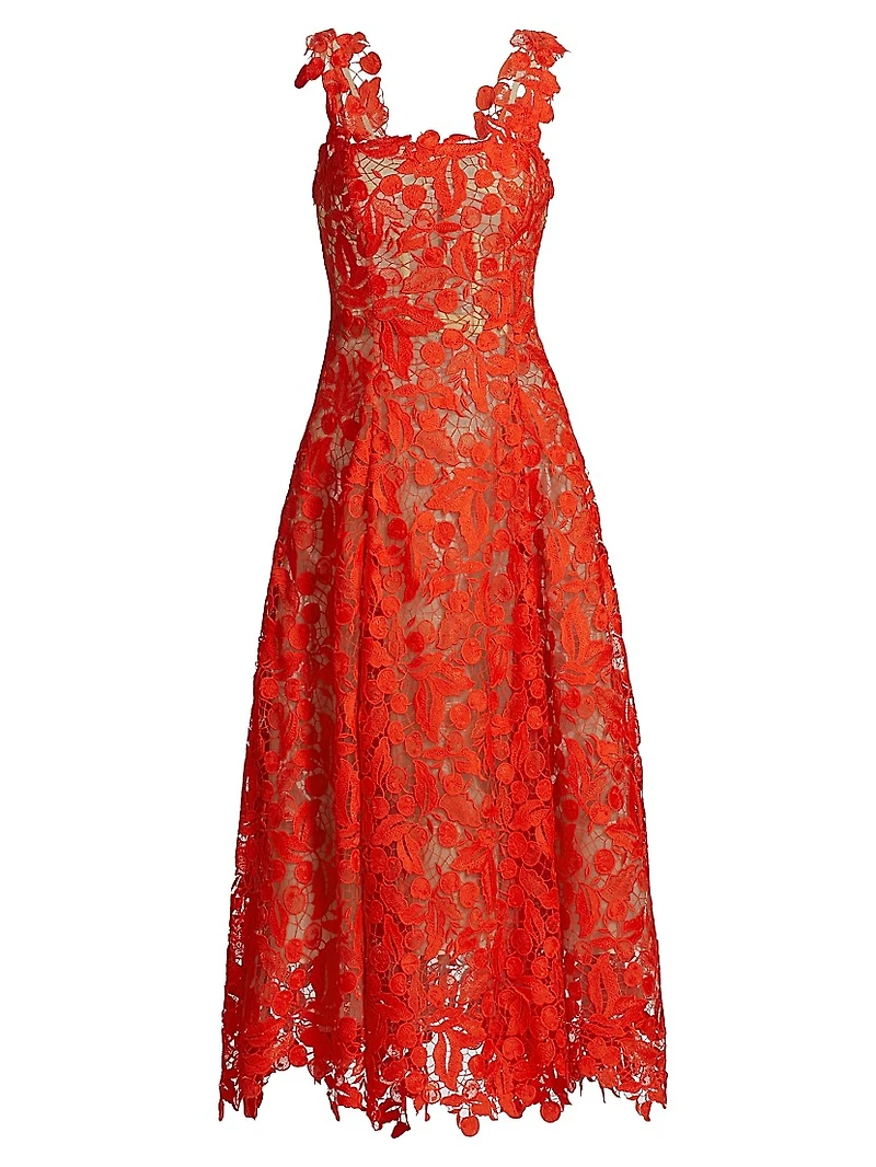 Cherry Guipure Lace Cocktail Dress