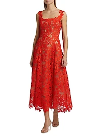 Cherry Guipure Lace Cocktail Dress