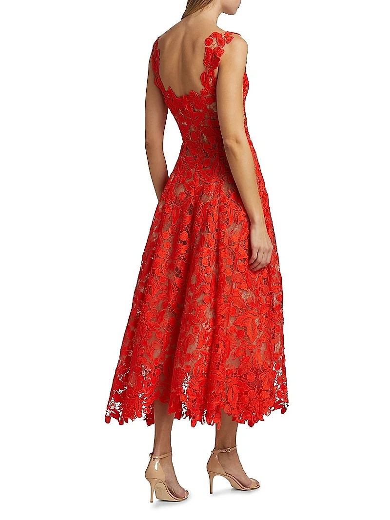 Cherry Guipure Lace Cocktail Dress